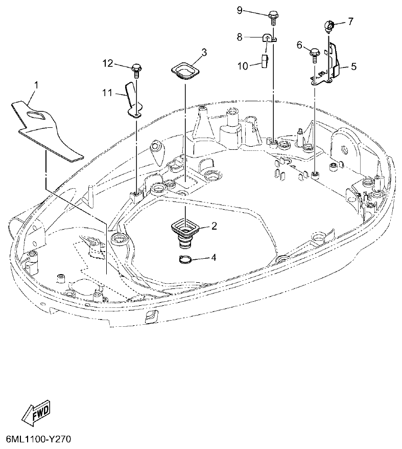 Yamaha F350BST, FL350BST BOTTOM COWLING 4 parts diagram
